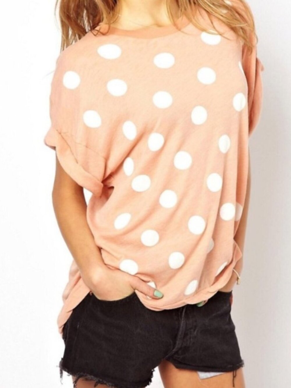 Wildfox Pink Polkadot Oversized Tee